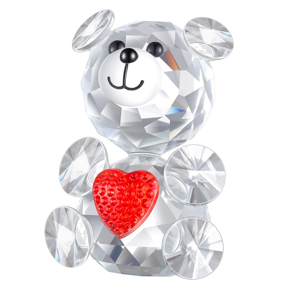 ZRENJHUS Crystal Bear Figurine Collection Pretty Glass Ornament Cute Statue Home Decor Table Animal Collectible Gift
