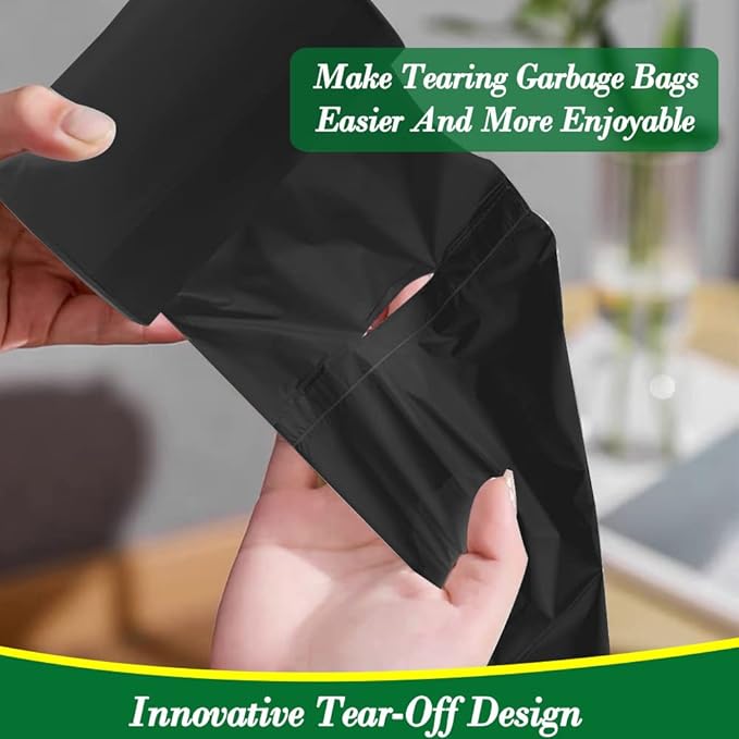 2 Gallon 120pcs Small black Trash Bags Plastic black Garbage Bags, Bathroom