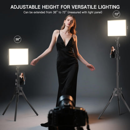 NiceVeedi 2-Pack Photography Lighting Kit, 25 * 20CM Dimmable15W LED Studio Video Light, Stream Selfie Light for Recording/Game Streaming/Camera Portrait, With 160CM Tripod (15w-2 Pack)