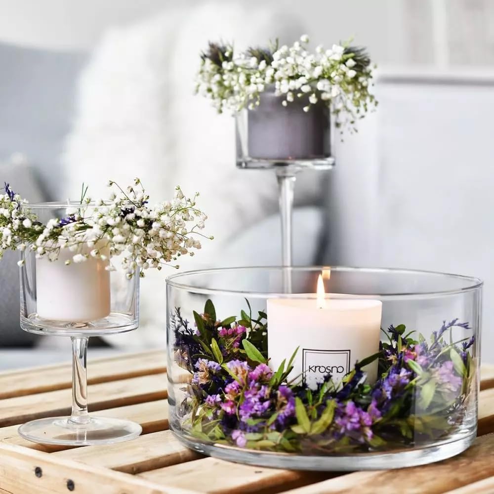 Krosno Decorative & Salad, Fruit Glass Bowl, 9.4", Glamour Collection, Mixing and Serving, Home Restaurants Parties, Fridge Safe, Candle Decoration, Made in Europe