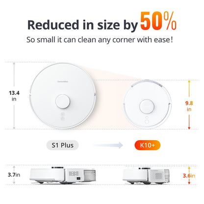 SwitchBot Mini Robot Vacuum K10+, Self-Emptying Base for 70 Days of Cleaning, LiDAR Navigation, Robot Vacuum and Mop Combo with Custom Cleaning, 48dB Ultra Quiet, 150Mins Max, Compatible with Alexa