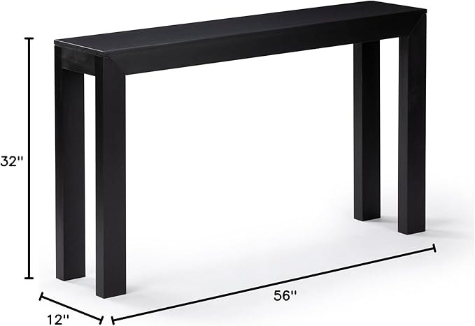Plank+Beam Modern Solid Wood Console Table, 56 Inch, Sofa Table, Narrow