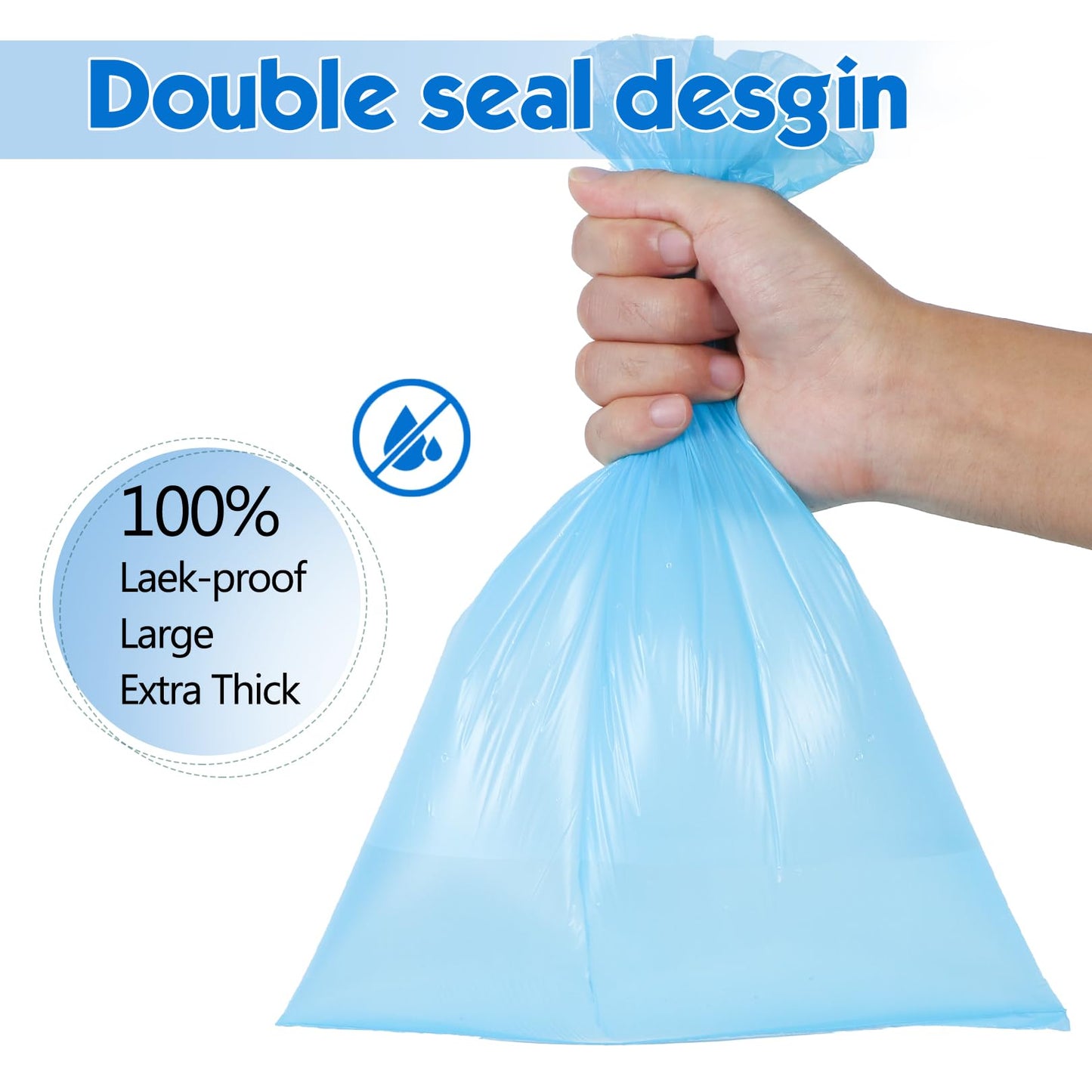 Dog Poo Bags - 1140 Counts Dog Poop Bags Rolls with Dispenser, Unscented Poo Bags for Dog, Extra Thick Strong Leak Proof Dog Waste Bags, Blue - 57 Rolls (13 x 9 Inches)