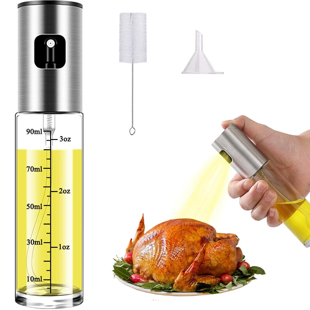 Olive Oil Sprayer Mister for Cooking Oil Spritzer for Air Fryer,Oil Spray Bottle for Vinegar Kitchen Gadgets for BBQ,Making Salad, Baking, Grilling (100ml)