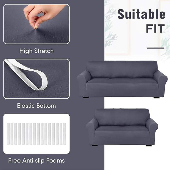 Peryiter 2 Pcs Sofa Covers Couch and Loveseat Covers Set Stretch Sofa Slipcover