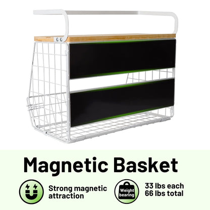 Ofiray-home Magnetic Shelf for Fridge with Wood Lid, Fruit Potato and Onion Storage Bins, Pantry Organizers & Storage, Large Container Magnetic Spice Rack for Refrigerator, Kitchen Counter, Cabinet