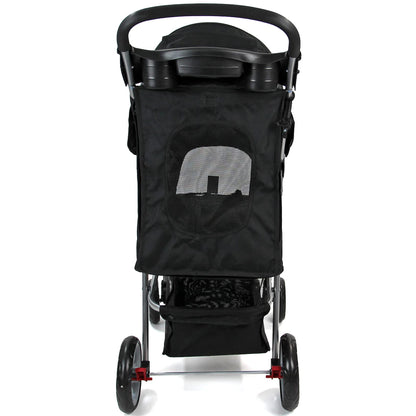 Foldable Pet Stroller with Weather Protection and Swivel Wheels 15 kg Carrying Capacity - Black