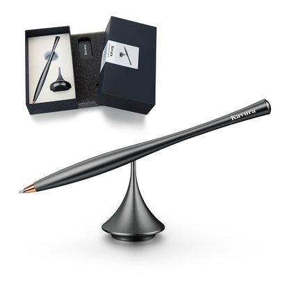 Kavura Metal Gravity Spinner Pen – Crafted with Japanese Precision, Anodized for a Sleek Metallic Finish – Relieves Stress & Sparks Creativity – Elegant Gift for Professionals and Graduates (Black)