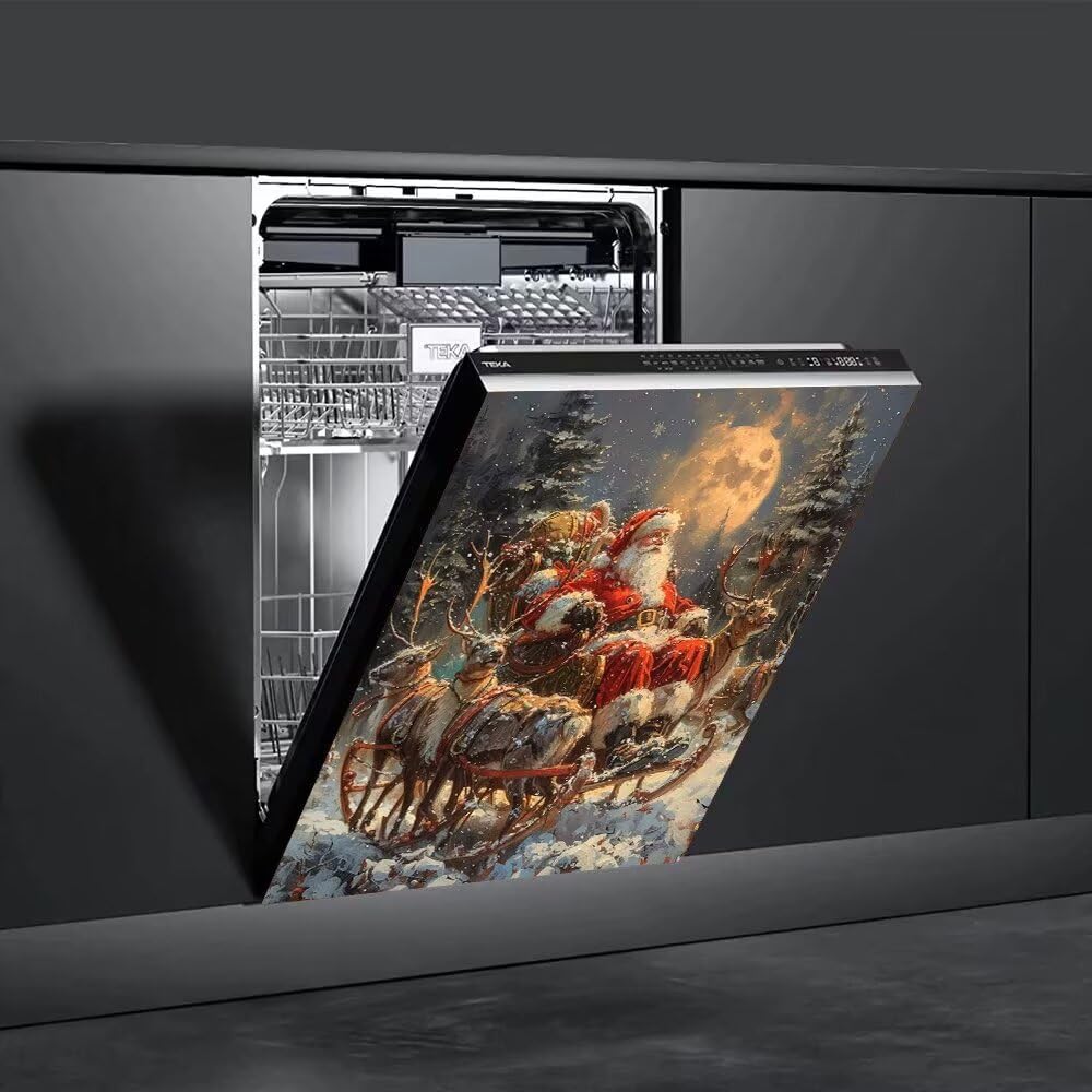 Generic Santa Claus Refrigerator Door Decal Christmas Dishwasher Cover Winter Refrigerator Magnet Cover Decal Home Decor Vinyl Magnet Appliance Sticker 23x26 Inch Magnetic