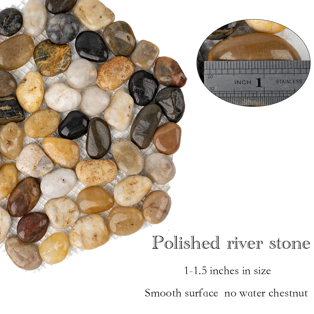 Stepping Stones Outdoor, Natural River Rock Garden Pavers, Set of 6 Round Pebble Stones for Walkway, Yard, Lawn, Patio, Pathway & Landscaping Decor (Hexagon)