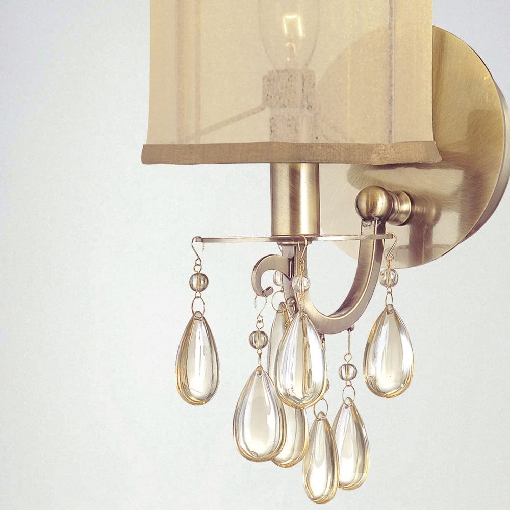 Crystorama 5621-AB Crystal Accents One Light Sconces from Hampton collection in Brass-Antiquefinish, 7.50 inches