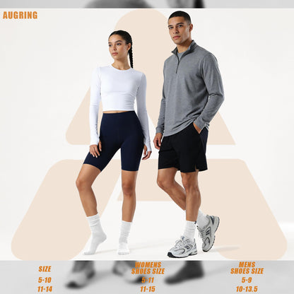 AugRing Scrunch Slouch Crew Socks Retro Ribbed Cotton Cushioned 3 Pack Boot Sneaker Gym Cozy Calf Socks For Men & Women (US, Numeric, 5, 10, Regular, Regular, 3 Pack White)