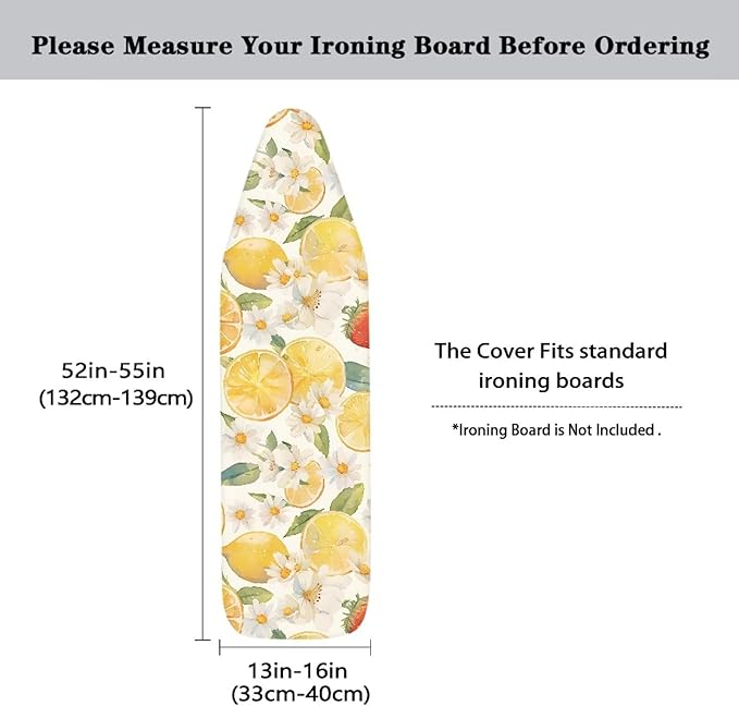 Cute Floral Lemon Ironing Board Cover and Pad Standard Ironing Board Cover