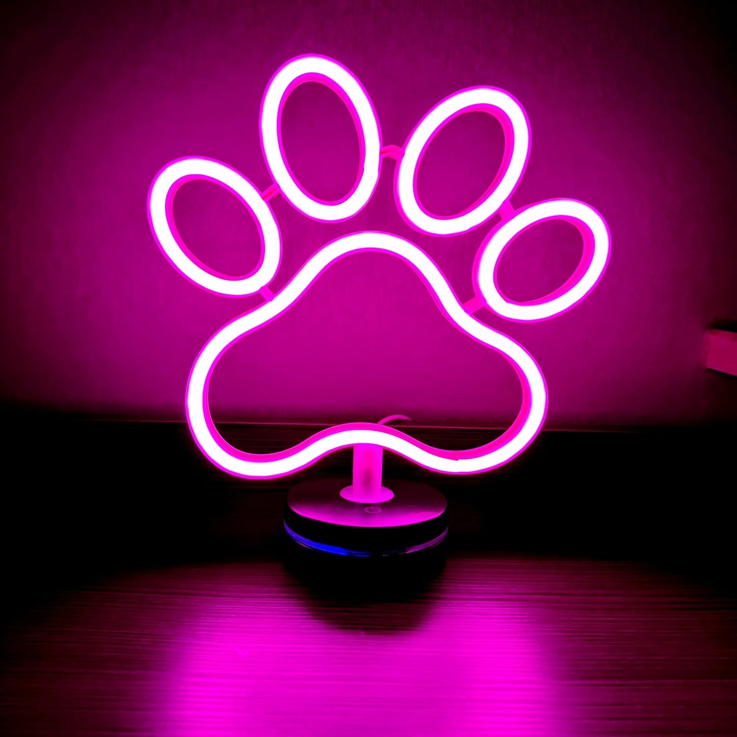Dog Paw Neon Sign Lamp with Standable Base and Touchable Switch, USB or 5 AA Battery Powered LED Custom Neon Dog Signs for Bedroom Wall and Room Decor, Man Cave Party, Birthday Christmas Gift
