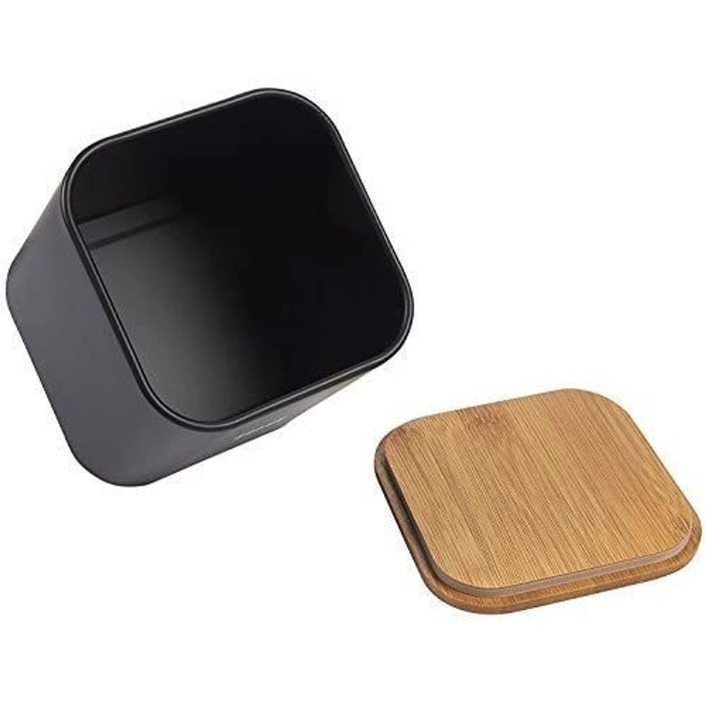 Juvale Coffee Tea Sugar Container Set - Black Iron Square, 3 Pack, 48 oz Each - Coffee Bean Storage & Sugar Storage - Countertop Kitchen Canisters with Tight Seal Lids