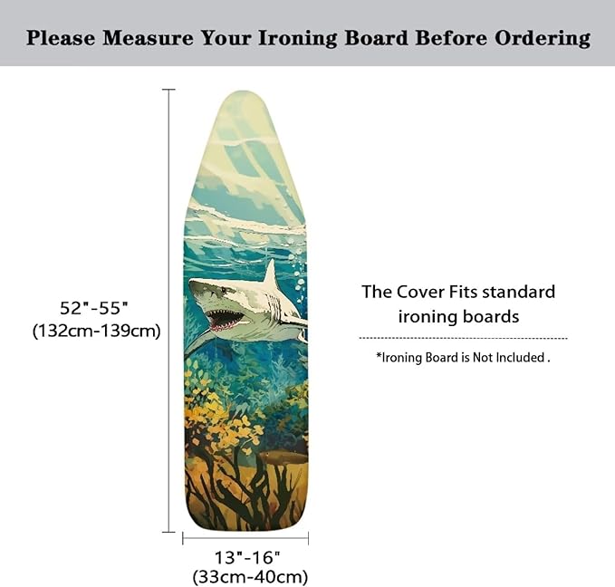 Sprowallow Shark Ironing Board Cover and Pad 15x54 Inch Stain Resistant Thick
