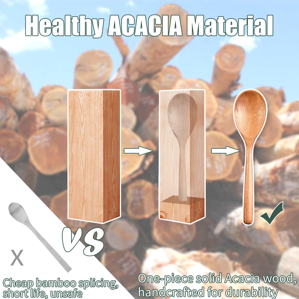 Wooden Spoons for Cooking, Wood Spoon Set of 2, Kitchen Serving Ladle Scoop Utensil, Heat Resistant Nonstick Cookware Server Spoon,Stirring Food, Mixing Salad, Easy to use