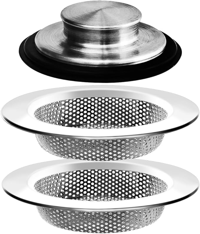 3PCS - Windran Kitchen Sink Drain Strainer and Sink Drain Stopper Set, Upgraded