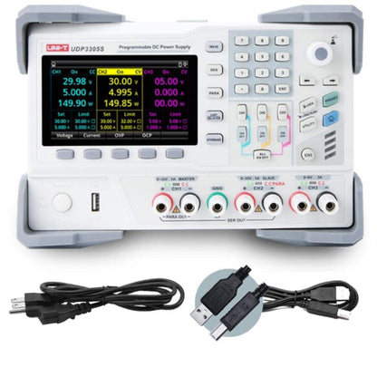 UNI-T UDP3305S Programmable Linear DC Laboratory Power Supply, 4 Channels, 328W, 1mV/1mA Resolution, Voltage Accuracy <0.03%+10mV, Current <0.2%+5mA