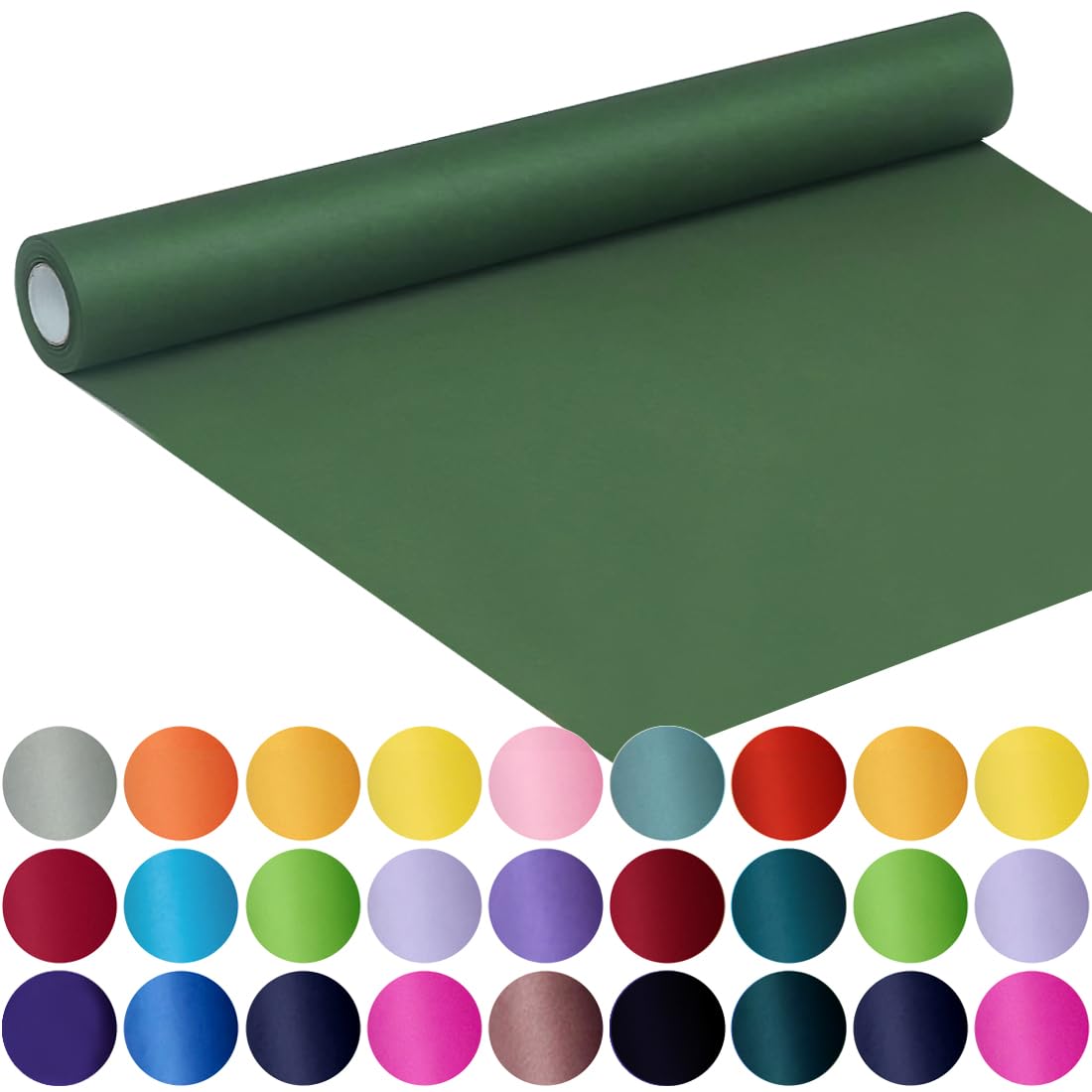 SMART&CASUAL 17.8" x 760" (63') Dark Green Kraft Craft Paper Roll for Gift Wrapping Bulletin Board Bouquet Flower Kids Art Packing Parcel Table Covering 80GSM 55LB (Dark Green, 17.8" x 63')