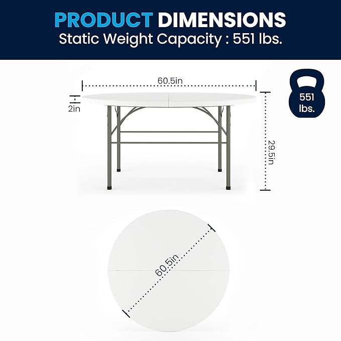 Flash Furniture Scarborough 5' Round Plastic Folding Table