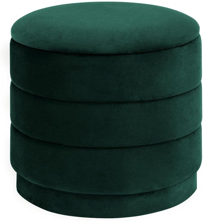 15" Upholstered Round Velvet Ottoman