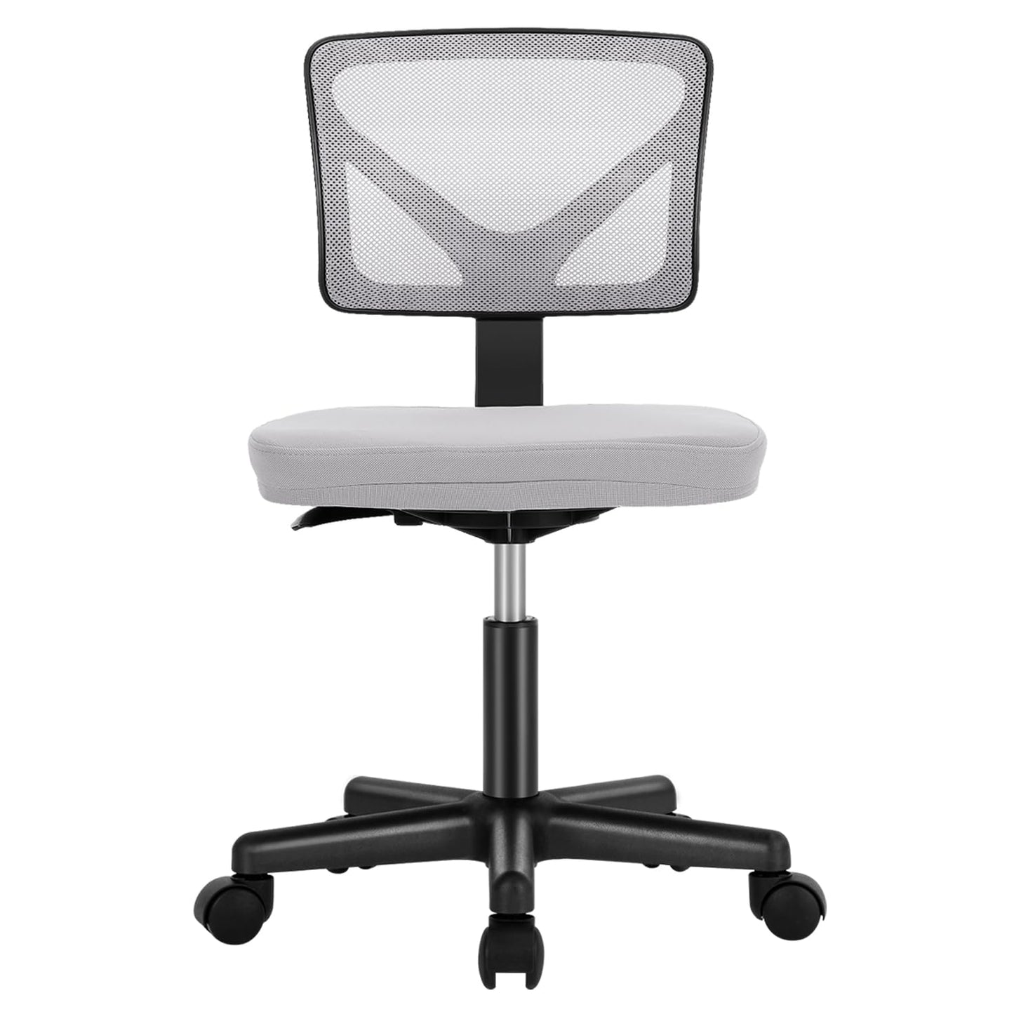 Sweetcrispy Office Computer Desk Chair, Ergonomic Low-Back Mesh Rolling Work Swivel Chairs with Wheels, Armless Comfortable Seat Lumbar Support for Home, Bedroom, Study, Student, Adults, Grey