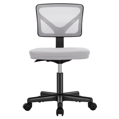 Sweetcrispy Office Computer Desk Chair, Ergonomic Low-Back Mesh Rolling Work Swivel Chairs with Wheels, Armless Comfortable Seat Lumbar Support for Home, Bedroom, Study, Student, Adults, Grey