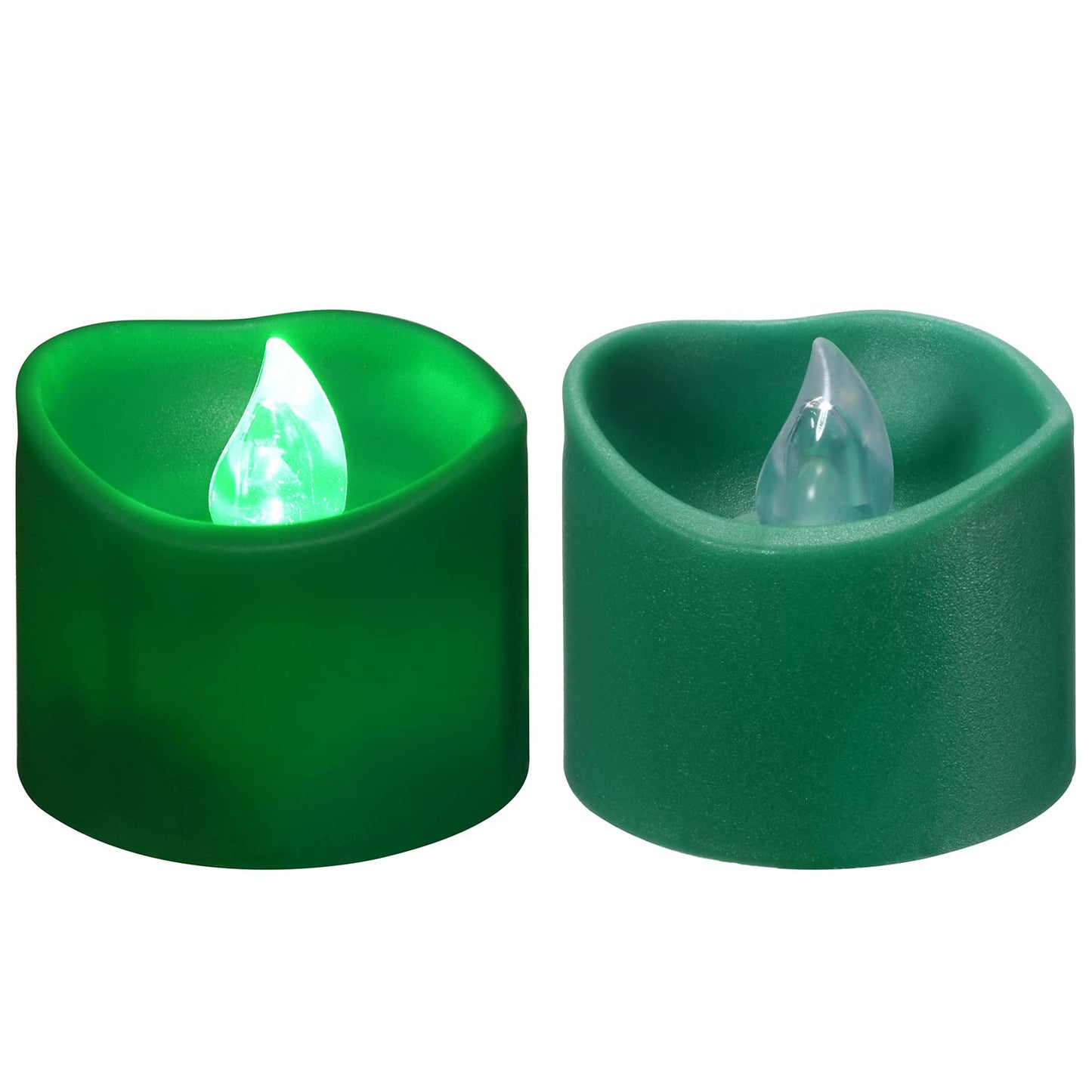 PChero 12pcs Green LED Tea Lights with Timer, Flickering Flameless Tealights Battery Operated Long Lasting Fake Candles for Wedding, Party, Christmas, Halloween and Festival Celebration