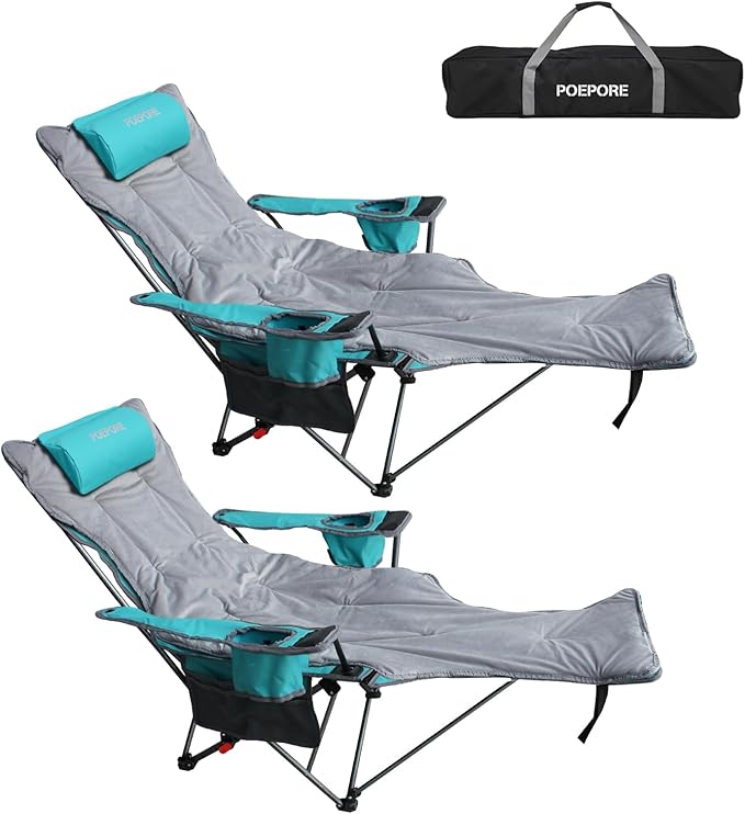 Reclining Camping Chair with Removable Footrest Lounge Chair with Headrest