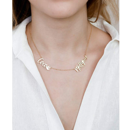 LONAGO Personalized Name Necklace Custom Name Plate Necklace - One, Two,Three or More Names Chain Necklace
