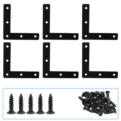 Hordion 10Pcs 3 x 3 Inch L Bracket Corner Brace (80 X 80mm), Iron Flat Corner Bracket, Metal L Shaped Support Brace, Right Angle Repair Plates with Screws