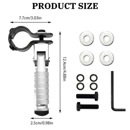 XINGWU M8 Motorcycle Foot Pegs 90 Degree Foldable Footpegs CNC Anti-Skid Footrest Universal for Yamaha Honda Suzuki Aprilia Electric Car Motorbike Mini Bike Dirt Pit Bike Passenger Pedal (Silver)
