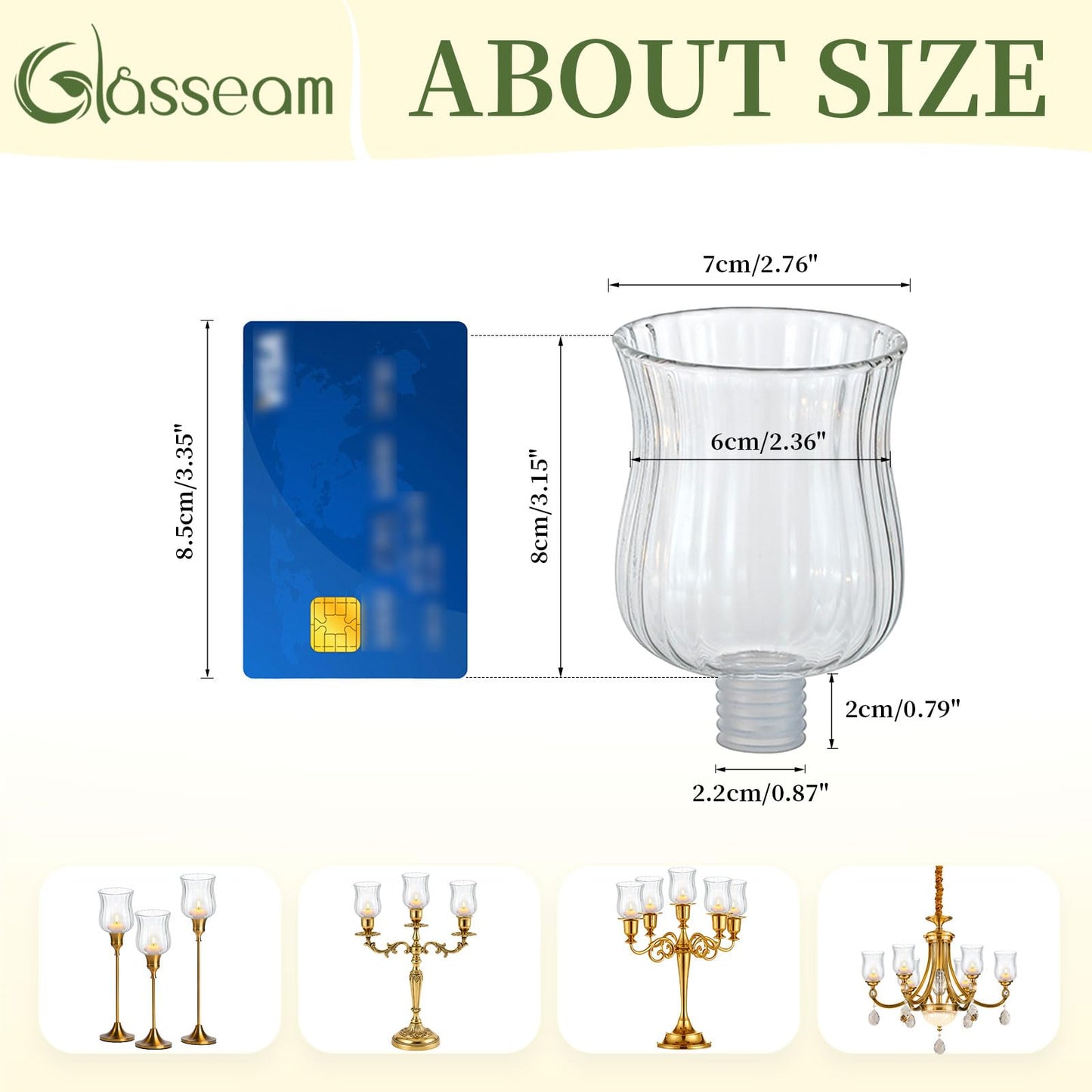 Glasseam Glass Votive Cups with Pegs: Set of 5 Shabbat Votive Candle Holders Bulk with Rubber Grippers Ribbed Glass Clear Candle Cups for Candlestick Holders Shabbos Party Centerpiece Decoration