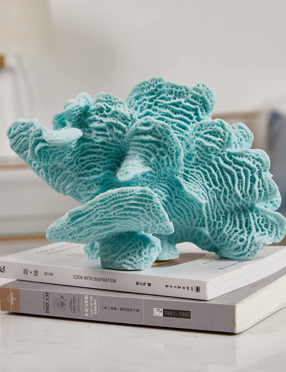 HAUCOZE Coral Decor Ocean Sculpture Statue Modern Home Art 9.4 Inch