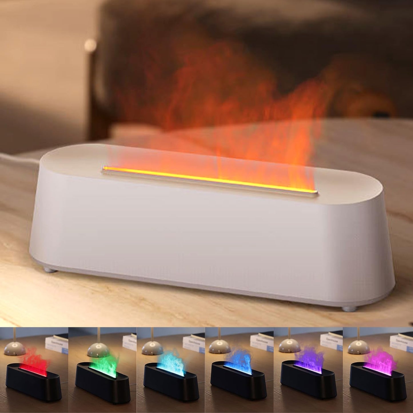 Essential Oil Diffuser, Fireplace Fire Flame Aromatherapy Diffuser, 250ml Cool Mist Humidifier, Scent Aroma Diffuser with 7 Colors Light, Remote Control, Timer & Auto-Off for Home, Room (Black)