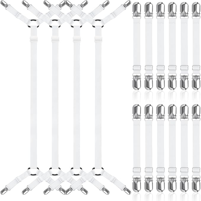 16 Pcs Bed Sheet Straps Sets-2 Style Adjustable Bed Sheet Fasteners Holders