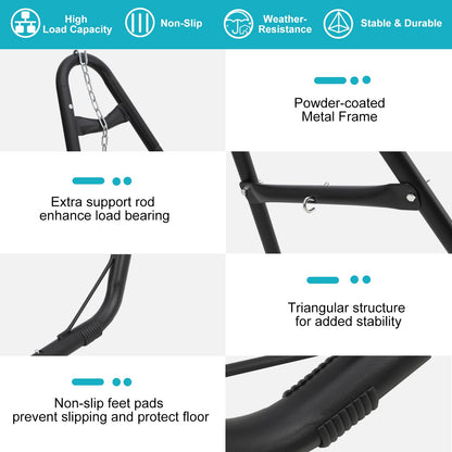 Universal 2 Person Hammock Stand, Heavy Duty Steel Hammock Stand 550 lbs Capacity, Fits 9 to 14 Foot Hammocks for Outdoor Indoor Adjustable Portable Hammock Stand with Chain, Hook, and Carrying Bag