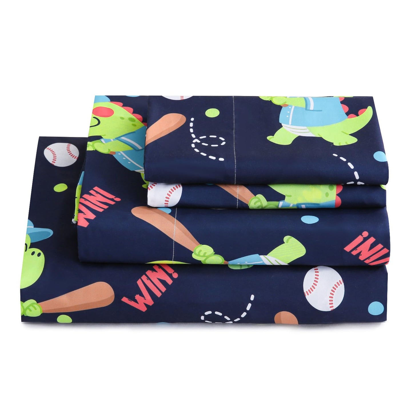ChicView Queen Sheet Set Kids,4 Pieces Breathable Soft Microfiber Bedsheets for Child Boys Girls, Anti Pilling Deep Pockets Easy Care Bed Sheets, Dino