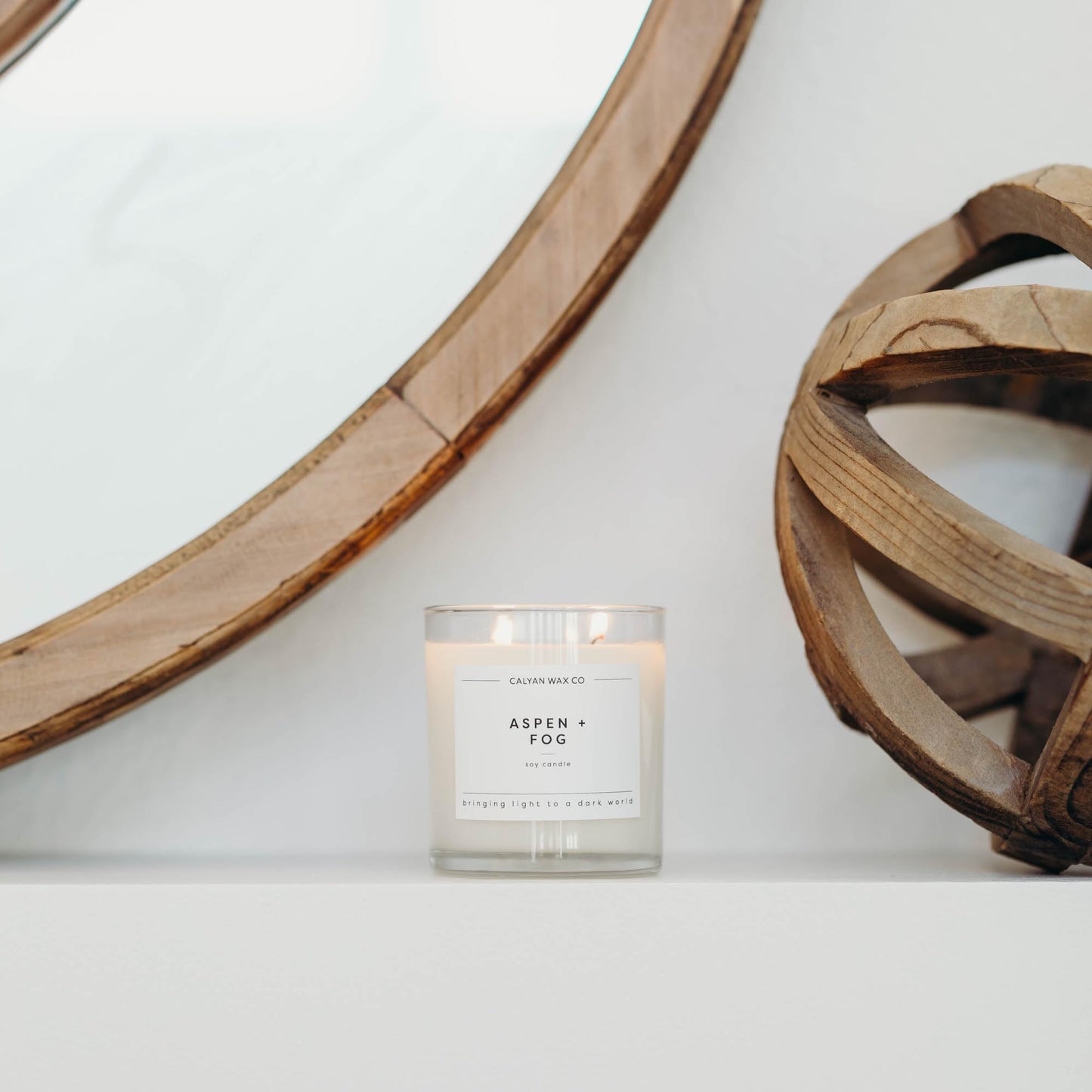 Calyan Wax Co. Aspen & Fog 2 Wick Scented Candle - 37 Hour Burn - Luxury Clean Soy Wax Candles - Long Lasting Large Glass Jar Candle for Home - 8.8oz