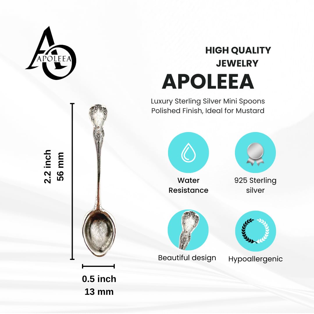 925 Sterling Silver Small Salt Spoon - Premium Quality 2.2" Irish Spoon - Beautiful Flower Designed Handle - Gift for Culinary Enthusiasts