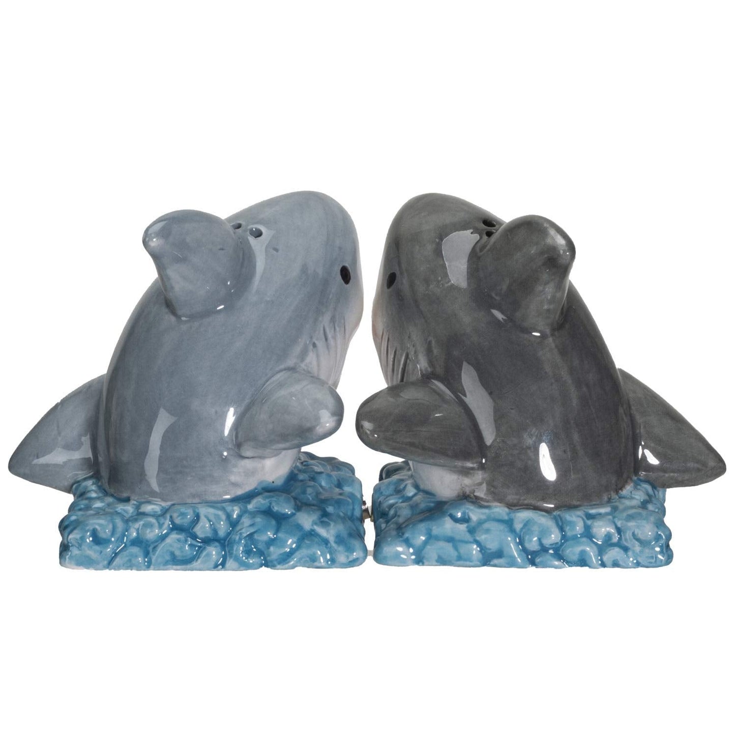 Pacific Giftware Sharks on the Sea Salt and Pepper Shakers Set Ceramic Ocean-Themed Tabletop Seasoning Set Fun Coastal Marine Life Kitchen Decor 2.5"H