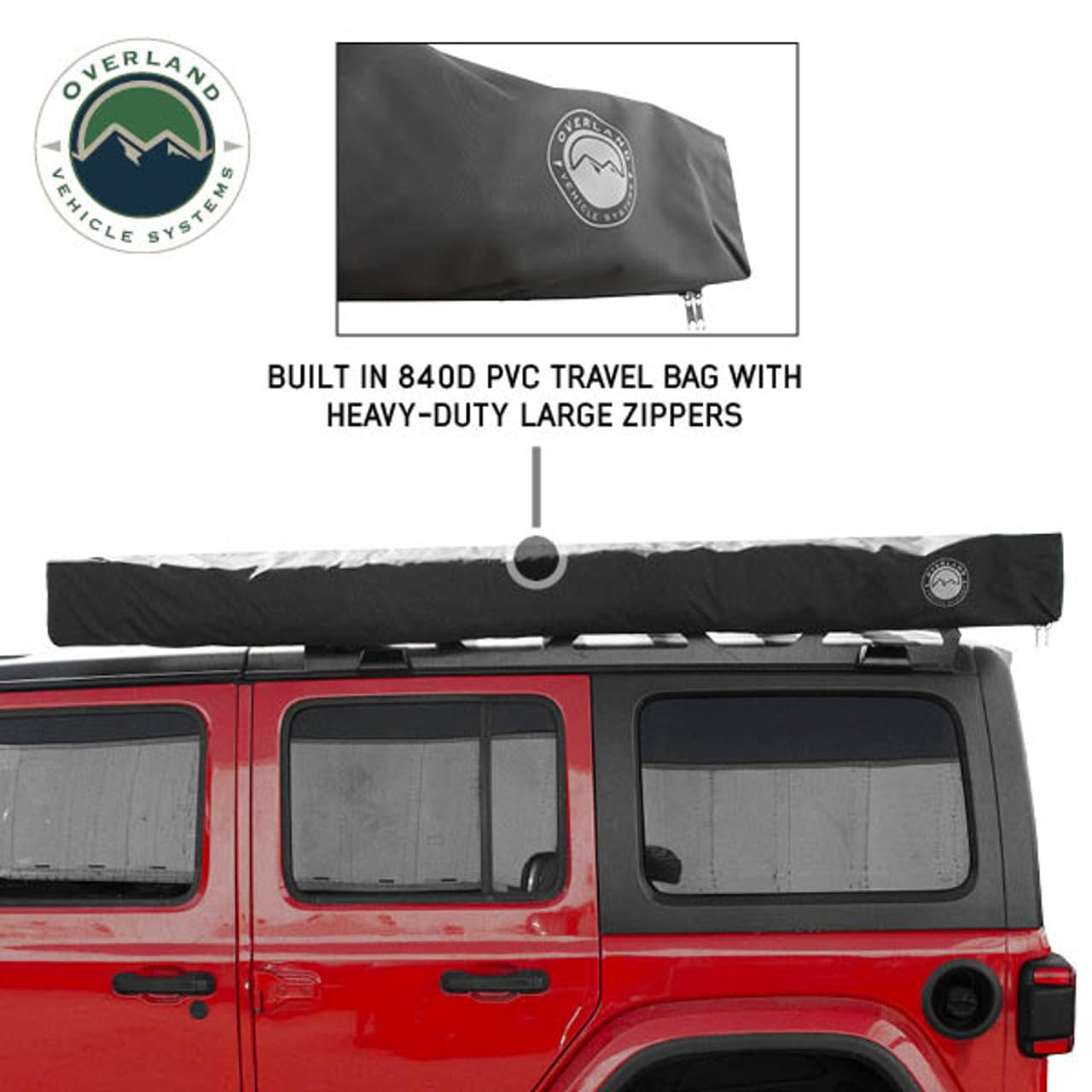 Overland Vehicle Systems 19609927 XD Nomadic 180 Degree Awning Universal with Integrated LED Lights and Black Out | 88 Sq Ft of Coverage | Black Fabric and Travel Bag Included | Weather-Resistant