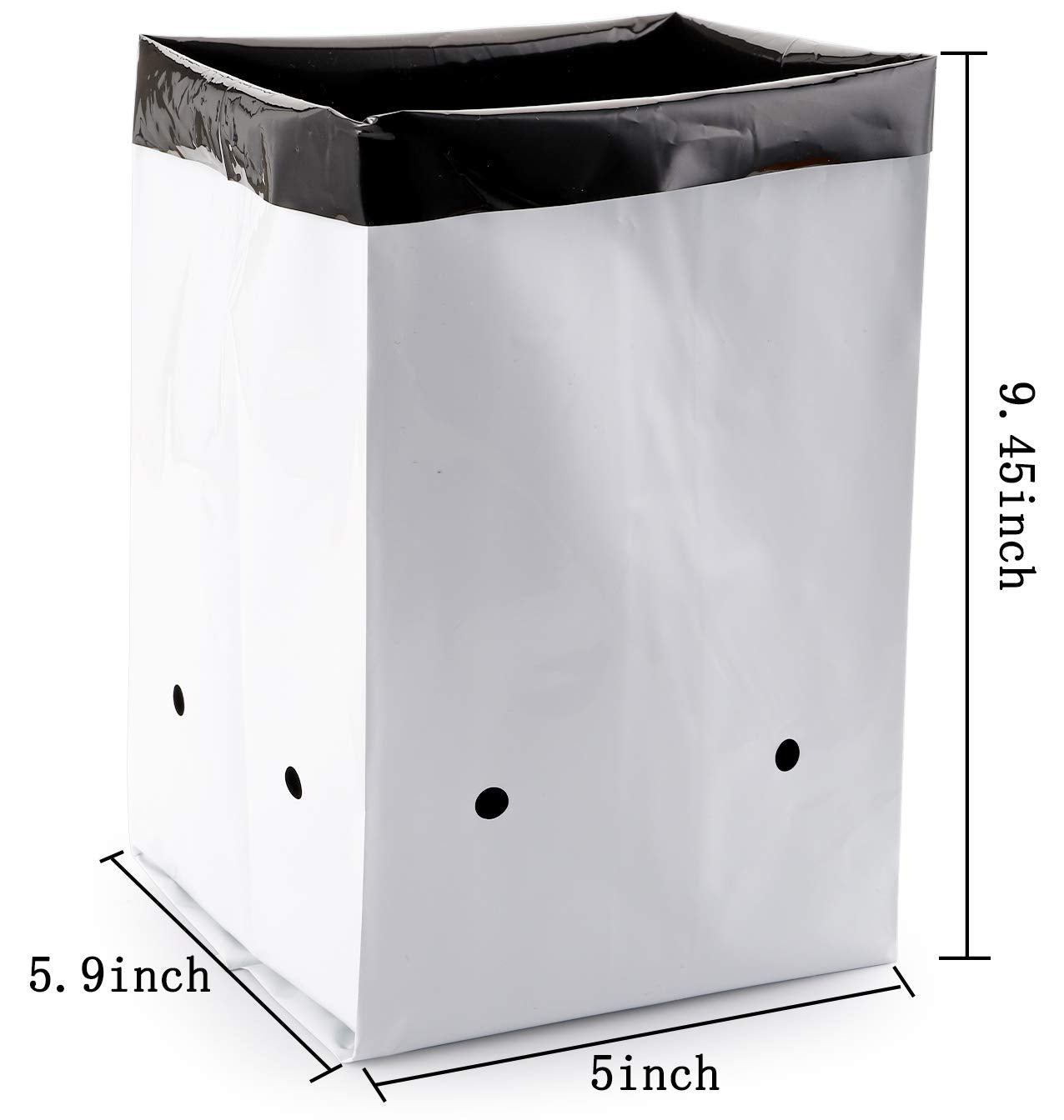 Lawei 100 Pack 1 Gallon Plastic Grow Bags - Black and White Plant Nursery Bags Seeding Bags for Vegetable Flower Plant, Thick Plastic Bag for Potting Seedlings, and Rooting, Square Shape