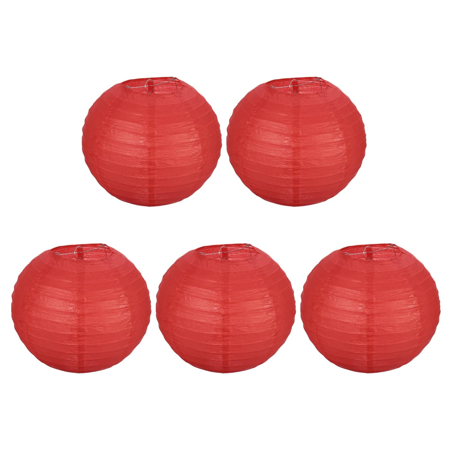 PATIKIL 10" Paper Lanterns, 5 Pcs Round Hanging Chinese/Japanese Lantern Decoration for Home Birthday Party Wedding Christmas Classroom Decor, Dark Red