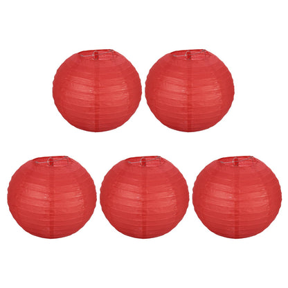 PATIKIL 10" Paper Lanterns, 5 Pcs Round Hanging Chinese/Japanese Lantern Decoration for Home Birthday Party Wedding Christmas Classroom Decor, Dark Red