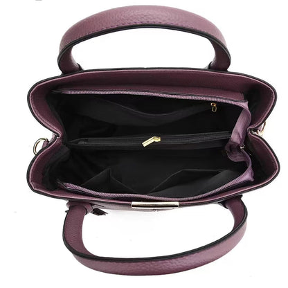 FiveloveTwo Women Classy Satchel Handbag Tote Purse Handle Bag Shoulder Bag DarkPurple