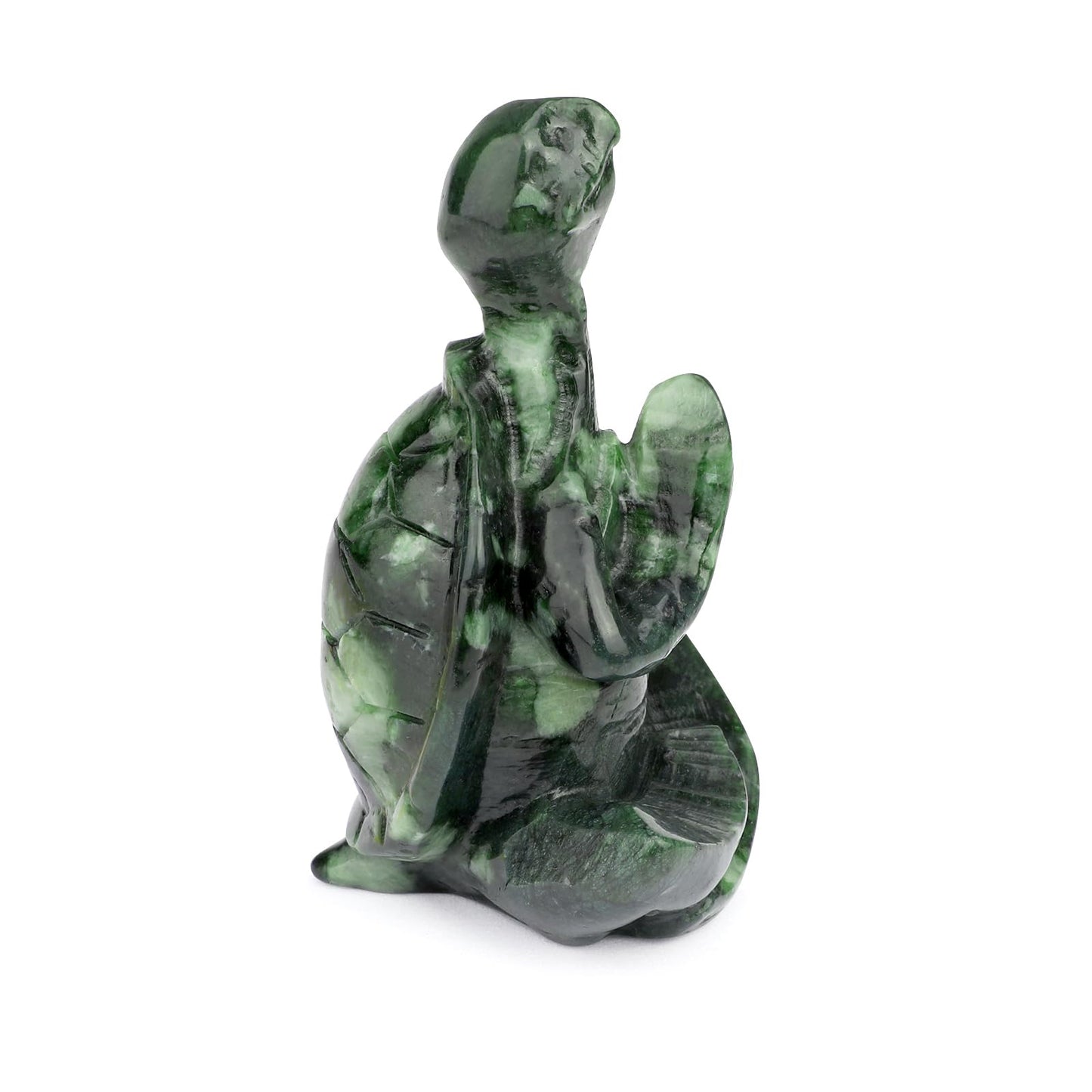 gemshan Jade Turtle Statue for Decoration - Hand Carved Healing Crystal Figurine for Office Desk, Beach House Decor & Feng Shui Gifts