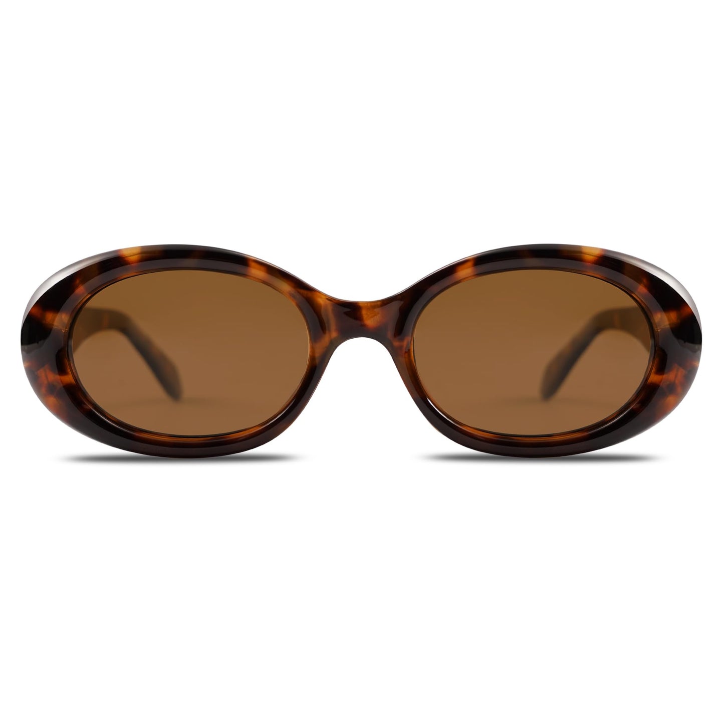SOJOS Small Retro Oval Polarized Sunglasses for Women Men 90s Vintage Small Face UV400 Protection Tiny Sun Glasses SJ2286 Leopard Brown