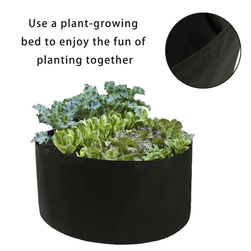 belupai 150 Gallon Round Fabric Planter, 46x20in Plant Grow Bag Felt Planting Container for Flowers Vegetables Fruits, Black Fabric Raised Garden Planting Bed for Gardening Outdoor(Black)